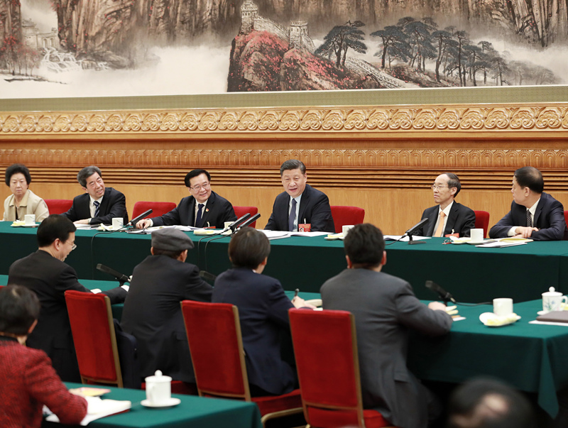 2019年3月8日，習近平總書記參加十三屆全國人大二次會議河南代表團的審議。